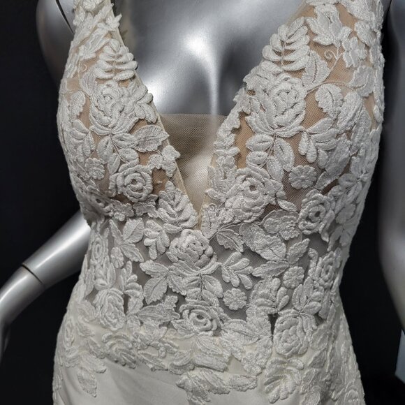 NWT~$2150~JUSTIN ALEXANDER~10/12~IVORY FIT & FLARE MERMAID LACE WEDDING DRESS - Picture 10 of 16